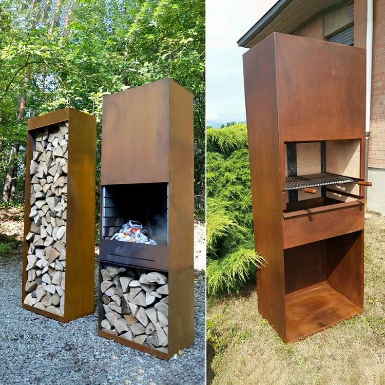Corten Steel BBQ kamin za kuhanje na otvorenom
