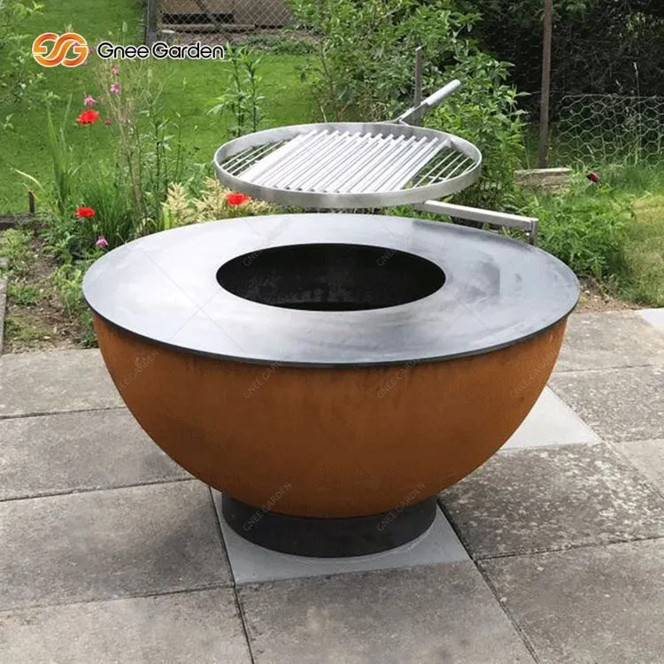 Corten Steel Polu-Sphere Fire Bowl za vanjski roštilj