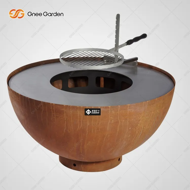 Corten Steel Hemisphere Fire Pit Roštilj na drveni ugljen