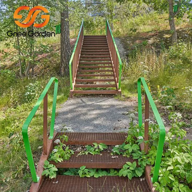 Rusty Weathering Steel Garden Steps